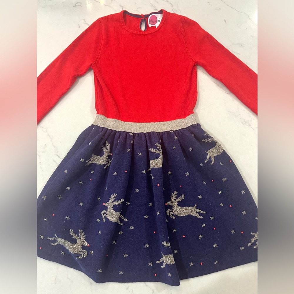 Mini Boden Holiday Sweater Dress, sz 7-8